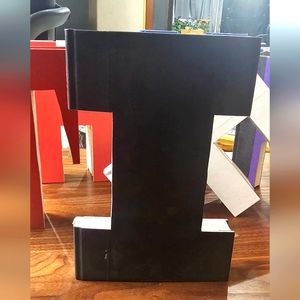 Book Letter 'I'  --Handcut--  Upcycled  --Black--